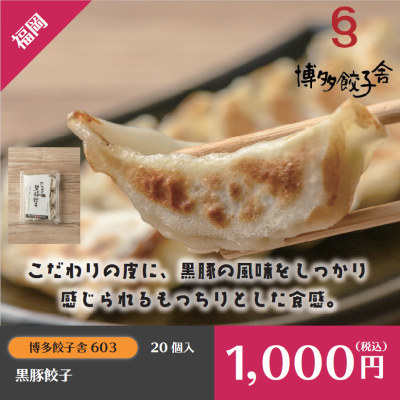 D14102 黒豚餃子20個入り(1個当たり15g)